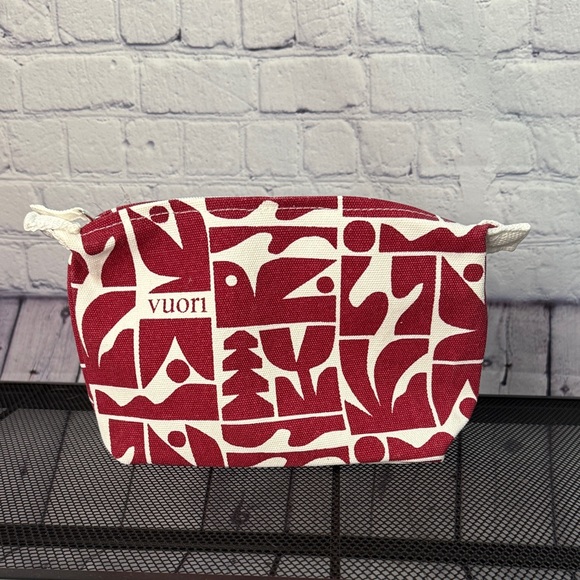 Vuori Handbags - Vuori Red & Cream Canvas Cosmetic Pouch